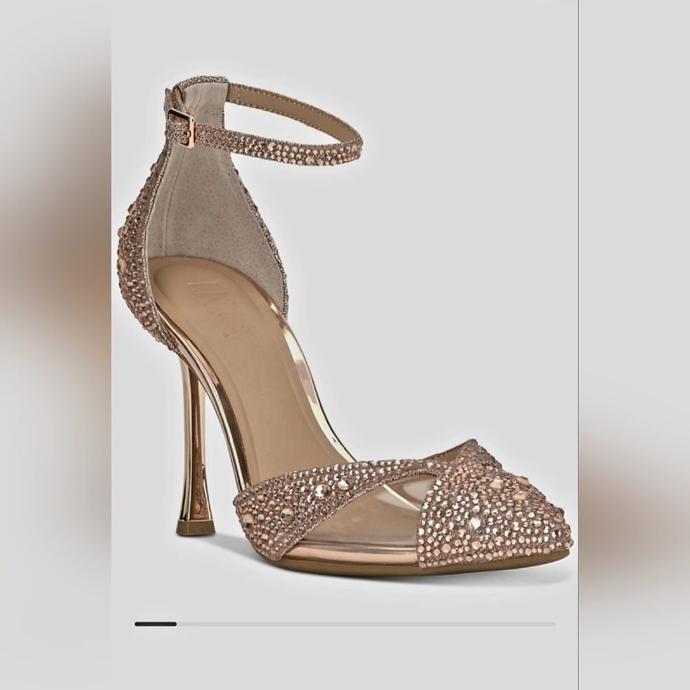 INC International Concepts Gold Stiletto Heels with Ankle Strap